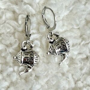 3/$15 Silver Dainty Teapot Tea Time Dangle Earrings